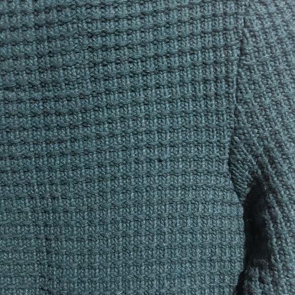 SOS Black Snow Sweater Small Waffle Knit Quarter Zip Dark Green Wool Nylon - Picture 6 of 8